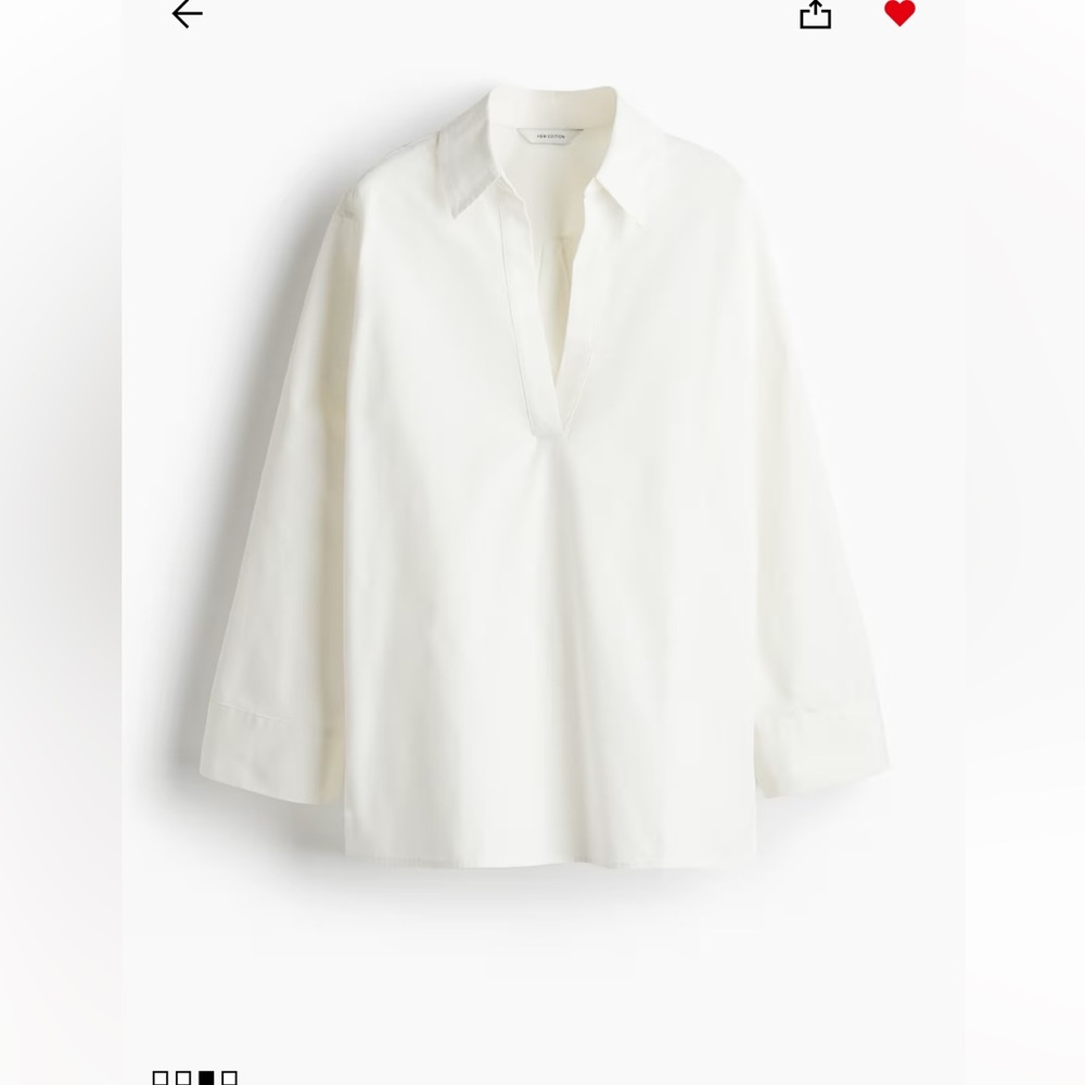 H&M edition white pullover poplin blouse.